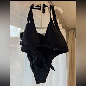 POPVIL 2 Piece Bikini Swim Suit Black Women’s Large NWT